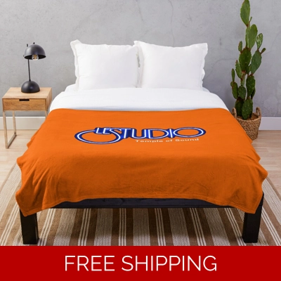 Le Studio Throw Orange Blanket Original White & Blue Logo TOS